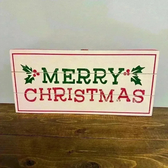 Merry Christmas Seasonal Holiday Standing Sign Home Decor - Picture 1 of 4